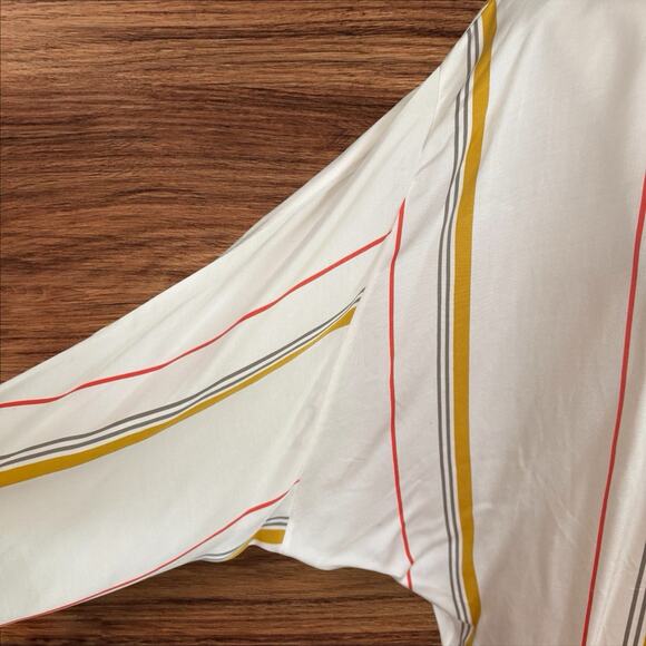 Frame Saffron Summer Stripe Top Blouse Size M Silk Blend Tie Neck Minimalist - Picture 7 of 11